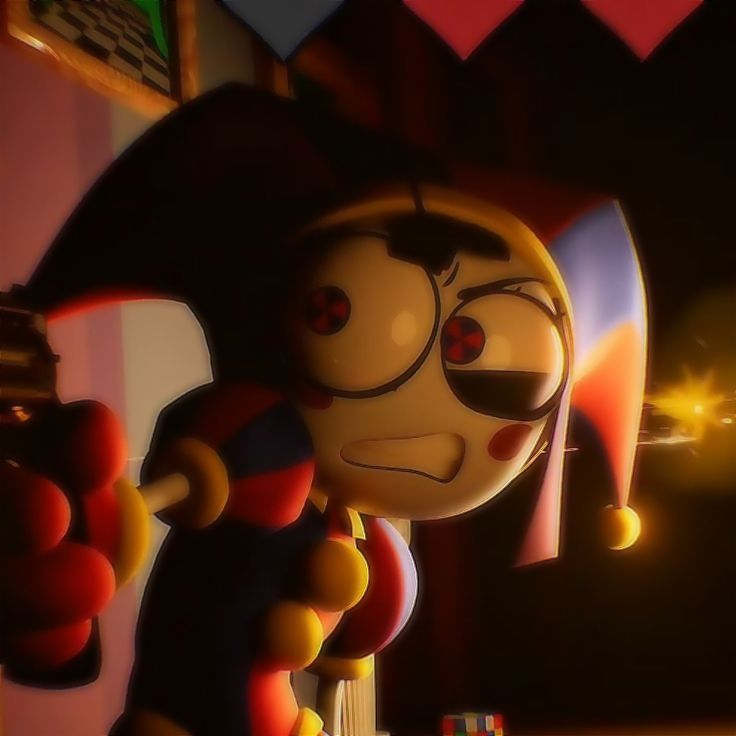 Dark Pomni PFP with dramatic lighting