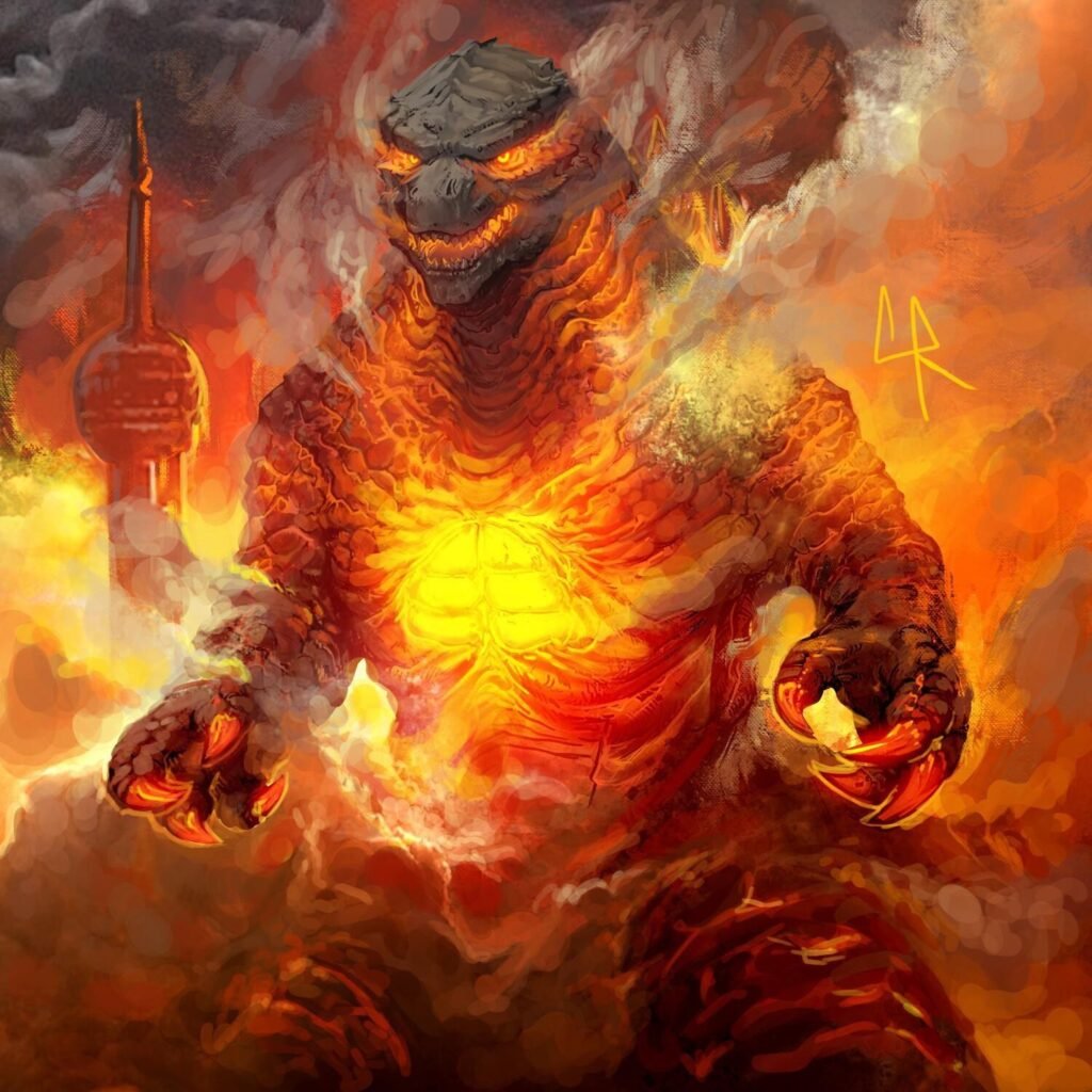 Burning Godzilla glowing profile picture