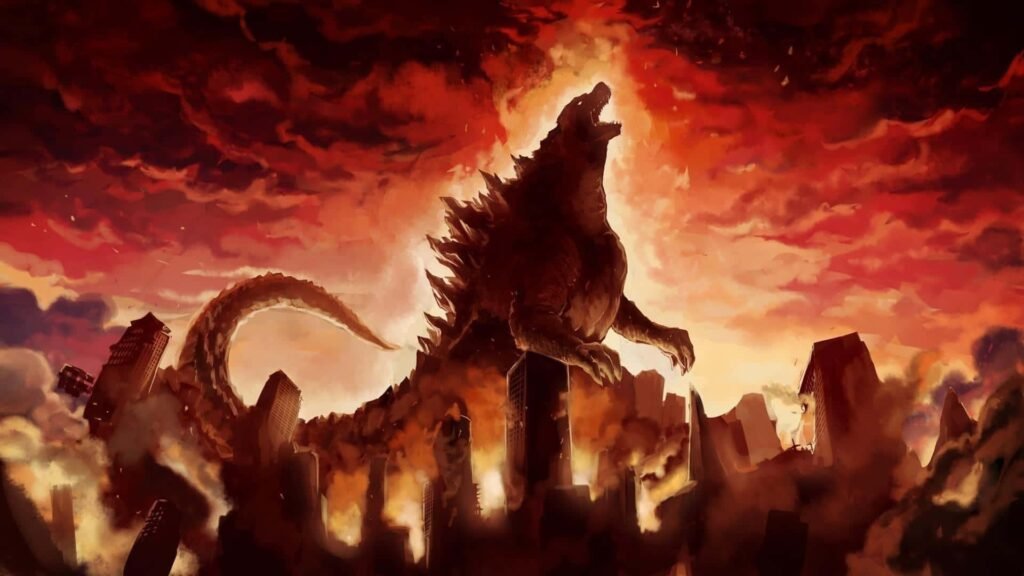 Burning Godzilla glowing profile picture