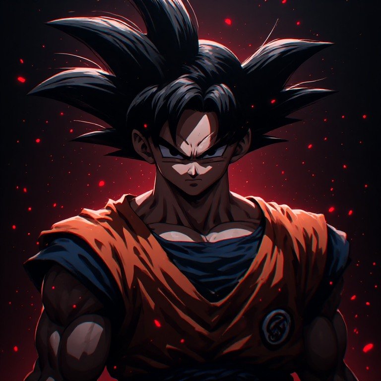 Dark Goku PFP with crimson lighting and deep shadows