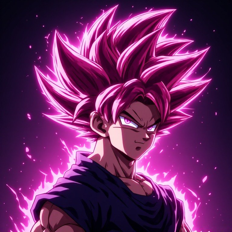 Goku Black Rosé profile picture with pink hair and purple aura