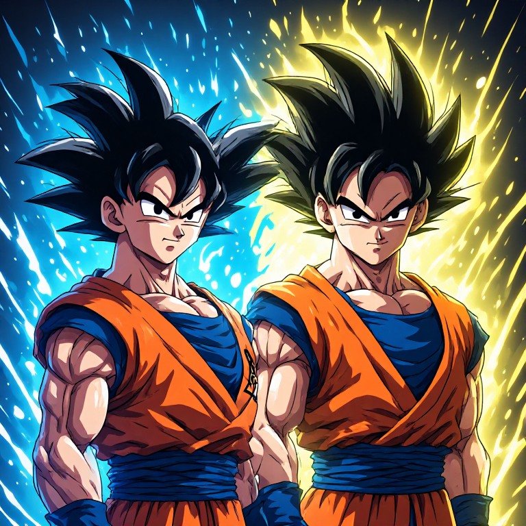 Goku and Vegeta duo PFP with complementary energy effects
