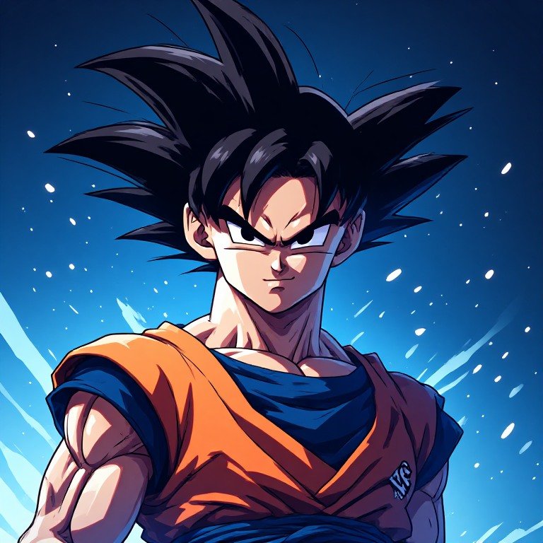 Serious Goku anime avatar with a dark blue background