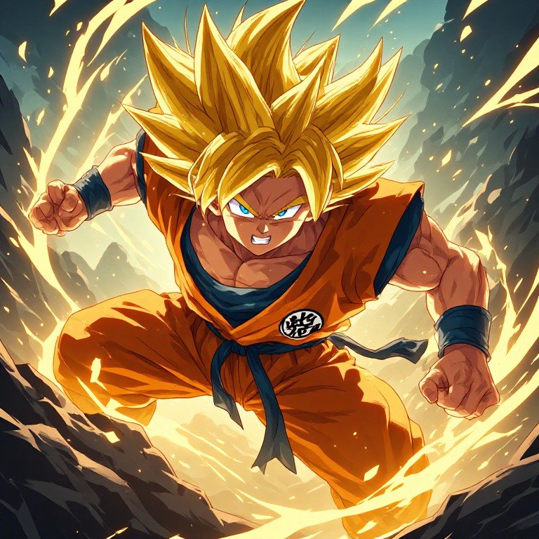Super Saiyan Goku profile picture in a powerful fighting stance