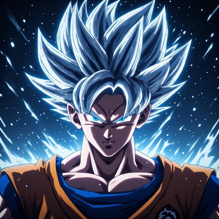 Moody Goku aesthetic profile picture with blue lighting